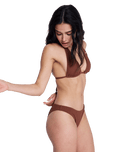 Sunshine Tiki Tri Elongated Bikini Top in Cappuccino
