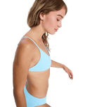 Palm Dreams Fixed Tri Bikini Top in Tanager Turquoise
