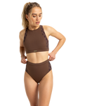 The Roxy Womens Roxy Pro Wave Highwaist Bikini Bottoms in Chocolate Plum Polkabiscus