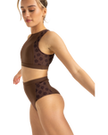 The Roxy Womens Roxy Pro Wave Highwaist Bikini Bottoms in Chocolate Plum Polkabiscus
