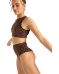 The Roxy Womens Roxy Pro Wave Highwaist Bikini Bottoms in Chocolate Plum Polkabiscus