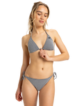 The Roxy Womens Gingham Cheeky Tie Side Bikini Bottoms in Anthracite