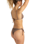 The Roxy Womens Lasca Tie Side Cheeky Bikini Bottoms in Deep Taupe