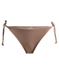 The Roxy Womens Lasca Tie Side Cheeky Bikini Bottoms in Deep Taupe