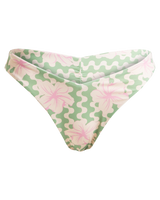 The Roxy Womens Hibiscus Daze High Leg Cheeky Bikini Bottoms in Basil Party Waves