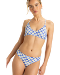 The Roxy Womens Artsy Tile Hipster Bikini Bottoms in Dazzling Blue Tile