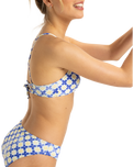 The Roxy Womens Artsy Tile Hipster Bikini Bottoms in Dazzling Blue Tile