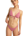 The Roxy Womens Beach Classics Tanga Bikini Bottoms in Heather Rose
