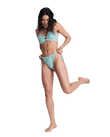 Wildside Paisley Tanga Cheeky Bikini Bottoms in Oil Green Wildside Paisley