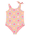 Girls Check One Piece Swimsuit in Plumeria Hippie Hour Diagonal