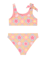 Girls Check Bralette Bikini Set in Plumeria Hippie Hour Diagonal