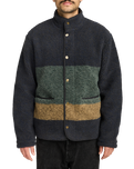 The RVCA Mens Westwood Snap Fleece Jacket in Moody Blue