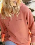The Passenger Womens Embrace The Journey Hoodie in Pink Mahogony