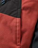 The Passenger Mens Woodland 1/2 Zip Fleece Jacket in Redwood & Charcoal