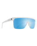 The Spy Flynn 5050 Polarised Sunglasses in Matte White & Happy Boost Bronze with Happy Blue Spectra Mirror