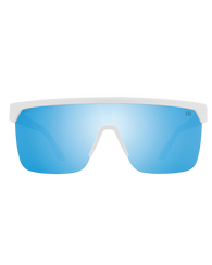The Spy Flynn 5050 Polarised Sunglasses in Matte White & Happy Boost Bronze with Happy Blue Spectra Mirror