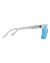 The Spy Flynn 5050 Polarised Sunglasses in Matte White & Happy Boost Bronze with Happy Blue Spectra Mirror