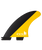 The FCS FCS II Mick Fanning PC Tri Surfboard Fins in Black & Mango
