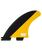 The FCS FCS II Mick Fanning PC Tri Surfboard Fins in Black & Mango