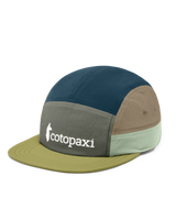 The Cotopaxi Mens Tech 5-Panel Cap in Fatigue & Lemongrass
