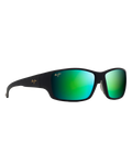 The Maui Jim Local Kine Polarised Wrap Sunglasses in Soft Black with Dark Transparent Green & Light Transparent Grey