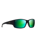 The Maui Jim Local Kine Polarised Wrap Sunglasses in Soft Black with Dark Transparent Green & Light Transparent Grey