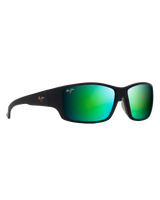 The Maui Jim Local Kine Polarised Wrap Sunglasses in Soft Black with Dark Transparent Green & Light Transparent Grey