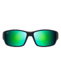 The Maui Jim Local Kine Polarised Wrap Sunglasses in Soft Black with Dark Transparent Green & Light Transparent Grey