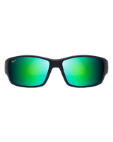 The Maui Jim Local Kine Polarised Wrap Sunglasses in Soft Black with Dark Transparent Green & Light Transparent Grey