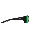 The Maui Jim Local Kine Polarised Wrap Sunglasses in Soft Black with Dark Transparent Green & Light Transparent Grey