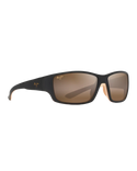The Maui Jim Local Kine Polarised Wrap Sunglasses in Matte Dark Transparent Brown with Tan & Cream