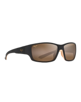 The Maui Jim Local Kine Polarised Wrap Sunglasses in Matte Dark Transparent Brown with Tan & Cream