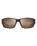 The Maui Jim Local Kine Polarised Wrap Sunglasses in Matte Dark Transparent Brown with Tan & Cream