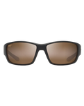 The Maui Jim Local Kine Polarised Wrap Sunglasses in Matte Dark Transparent Brown with Tan & Cream