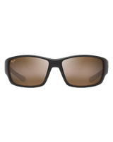 The Maui Jim Local Kine Polarised Wrap Sunglasses in Matte Dark Transparent Brown with Tan & Cream