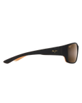The Maui Jim Local Kine Polarised Wrap Sunglasses in Matte Dark Transparent Brown with Tan & Cream