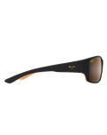 The Maui Jim Local Kine Polarised Wrap Sunglasses in Matte Dark Transparent Brown with Tan & Cream