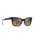 The Maui Jim Hiwahiwa Polarised Wrap Sunglasses in Shiny Dark Havana & HCL Bronze