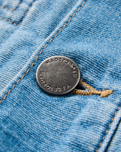 The Passenger Mens Vantage Denim Jacket in Light Wash Denim