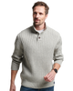 The Superdry Mens Ribbed Henley Jumper in Silver Grey