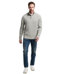The Superdry Mens Ribbed Henley Jumper in Silver Grey