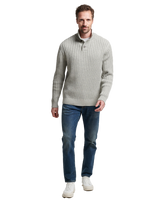 The Superdry Mens Ribbed Henley Jumper in Silver Grey