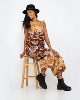 The Free People Womens Bali Albright Jumpsuit in Coffee Combo