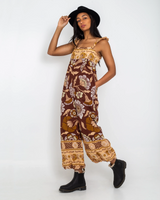 The Free People Womens Bali Albright Jumpsuit in Coffee Combo
