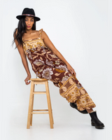 The Free People Womens Bali Albright Jumpsuit in Coffee Combo