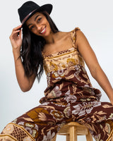 The Free People Womens Bali Albright Jumpsuit in Coffee Combo