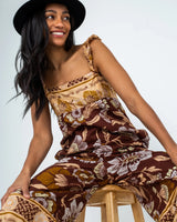 The Free People Womens Bali Albright Jumpsuit in Coffee Combo