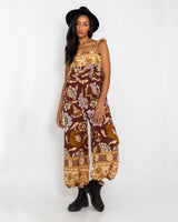 The Free People Womens Bali Albright Jumpsuit in Coffee Combo