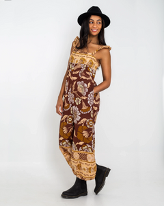 The Free People Womens Bali Albright Jumpsuit in Coffee Combo