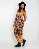 The Free People Womens Bali Albright Jumpsuit in Coffee Combo